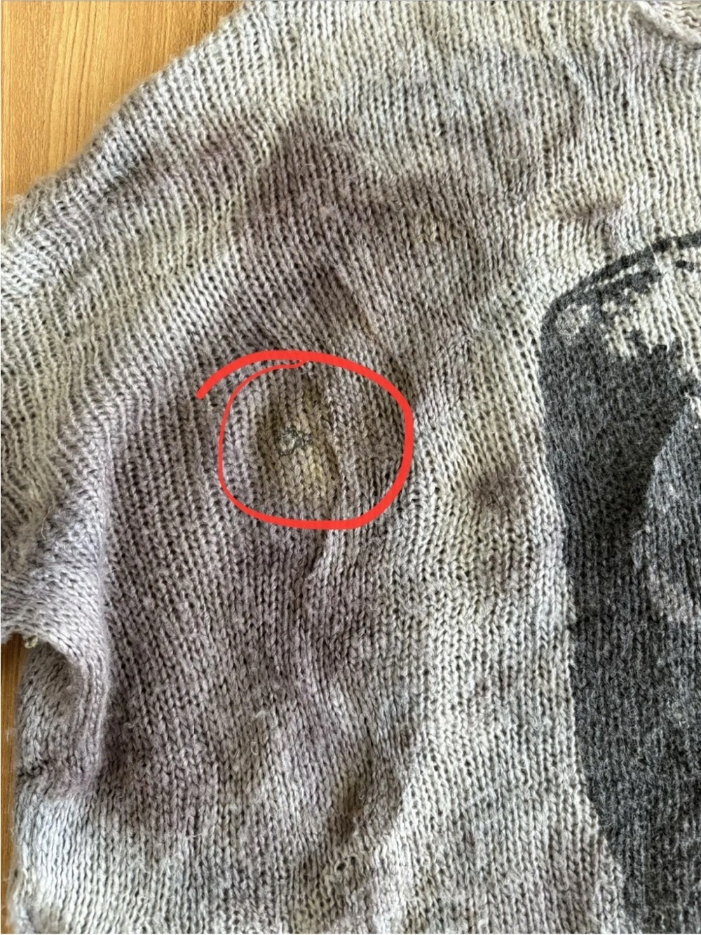 Wooden Ships Mohair Blend Skull Sweater Wmns S/M Gray Thrash Grunge 90s Y2K Boxy - Picture 5 of 8